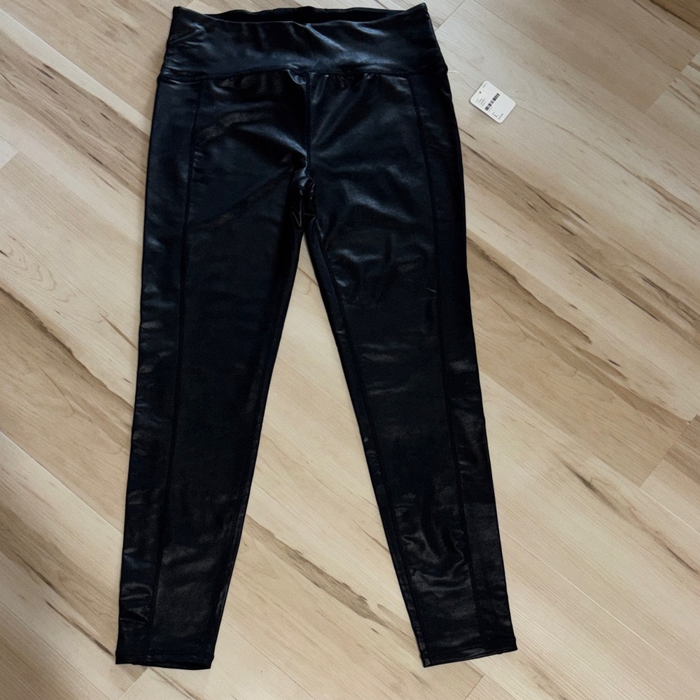 FP Movement by Free People Black Faux Leather Yoga Pants
